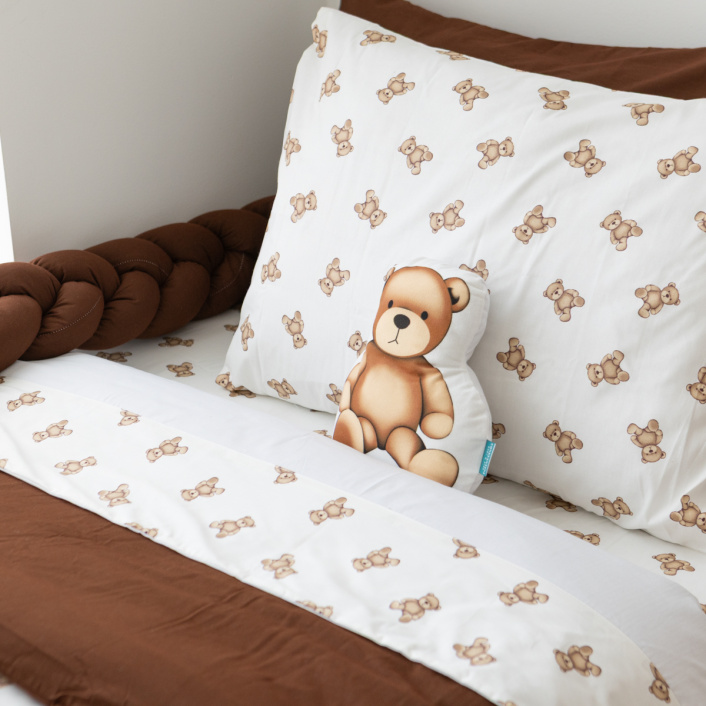 Kit Coordenado Solteiro Básico 5 Peças percal 100% Algodão Ursinho - Constantini Baby