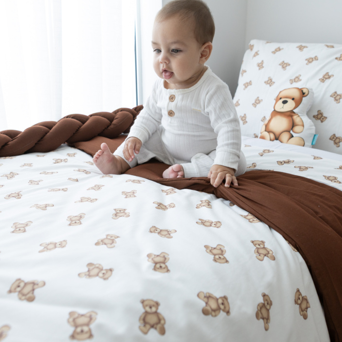 Kit Coordenado Solteiro Básico 5 Peças percal 100% Algodão Ursinho - Constantini Baby