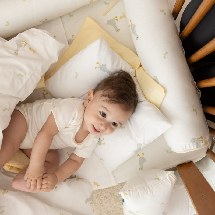 Kit de Capas de Rolinho para Berço 4 Peças Percal 100% Algodão Estampado Patinho - Constantini Baby