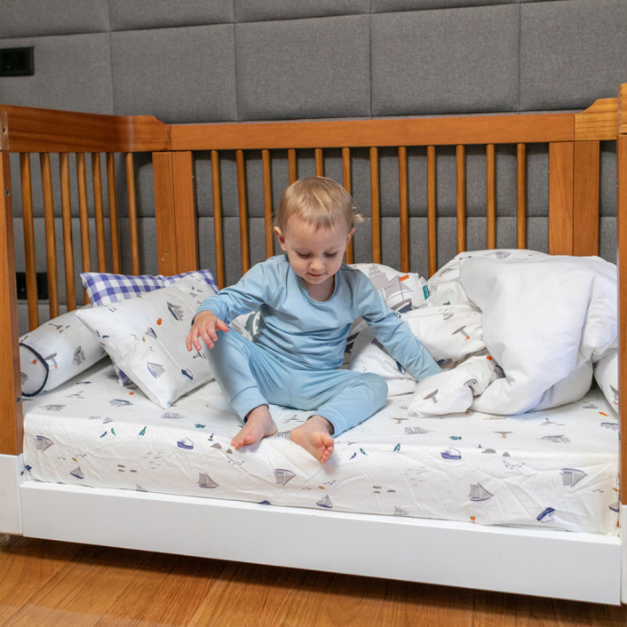 Kit de Capas de Rolinho para Berço 4 Peças Percal 100% Algodão Estampado Pequeno Navegante - Constantini Baby