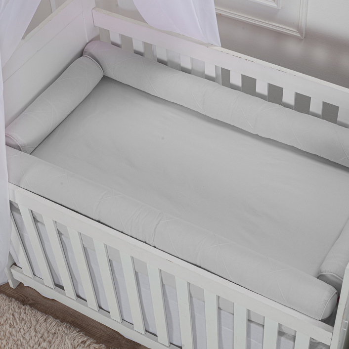 Kit de Capas de Rolinho para Berço 4 Peças Percal 100% Algodão Liso White Branco - Constantini Baby