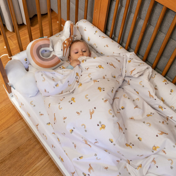Kit de Capas de Rolinho para Mini Cama 4 Peças Percal 100% Algodão Boho Safari - Constantini Baby