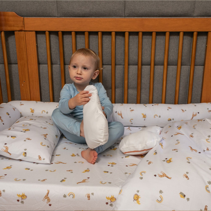 Kit de Capas de Rolinho para Mini Cama 4 Peças Percal 100% Algodão Boho Safari - Constantini Baby