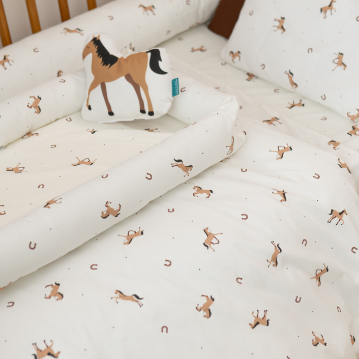 Kit de Capas de Rolinho para Mini Cama 4 Peças Percal 100% Algodão Cavalinho - Constantini Baby