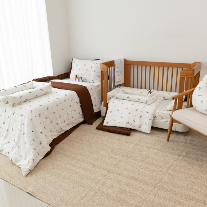 Kit de Capas de Rolinho para Mini Cama 4 Peças Percal 100% Algodão Cavalinho - Constantini Baby