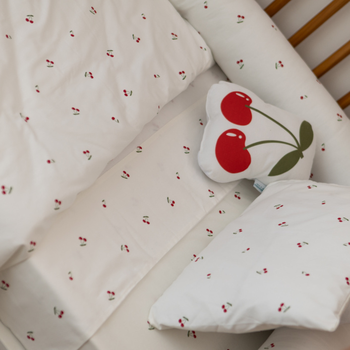 Kit de Capas de Rolinho para Mini Cama 4 Peças Percal 100% Algodão Cerejinha - Constantini Baby