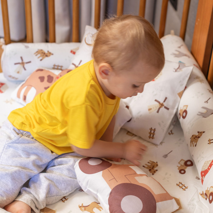 Kit de Capas de Rolinho para Mini Cama 4 Peças Percal 100% Algodão Fazendinha - Constantini Baby