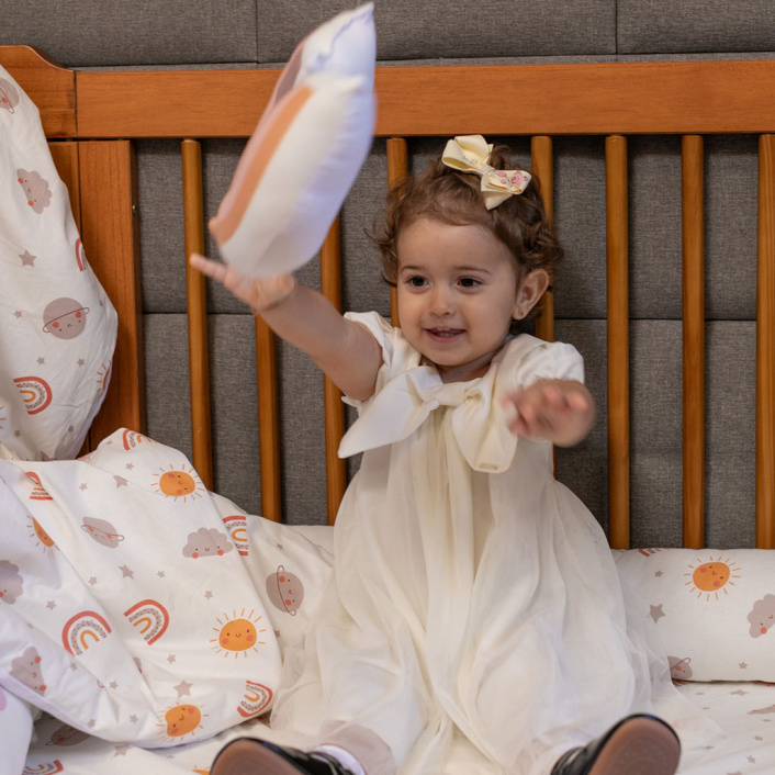 Kit de Capas de Rolinho para Mini Cama 4 Peças Percal 100% Algodão Sunshine - Constantini Baby