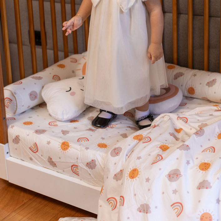 Kit de Capas de Rolinho para Mini Cama 4 Peças Percal 100% Algodão Sunshine - Constantini Baby