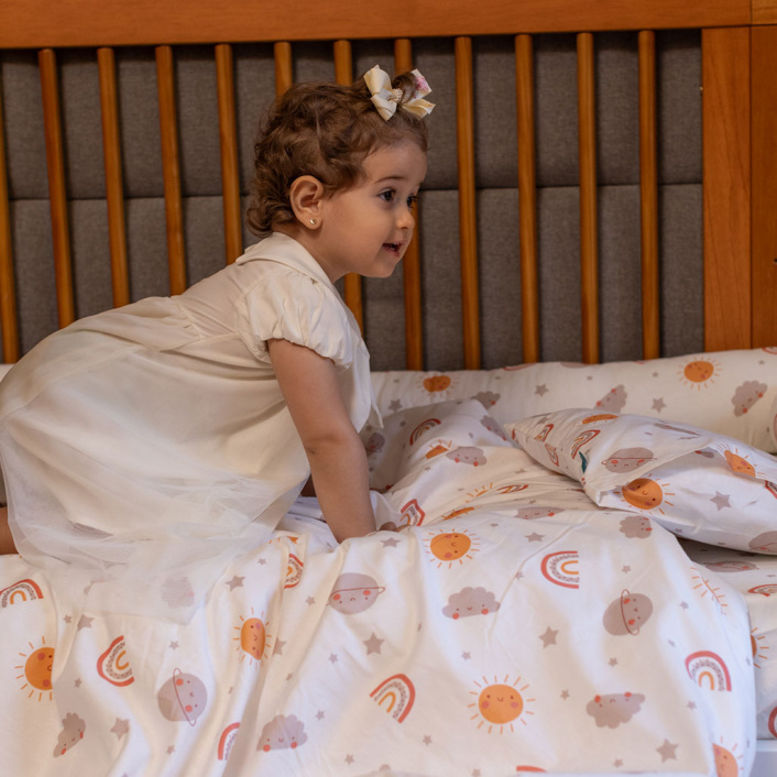 Kit de Capas de Rolinho para Mini Cama 4 Peças Percal 100% Algodão Sunshine - Constantini Baby
