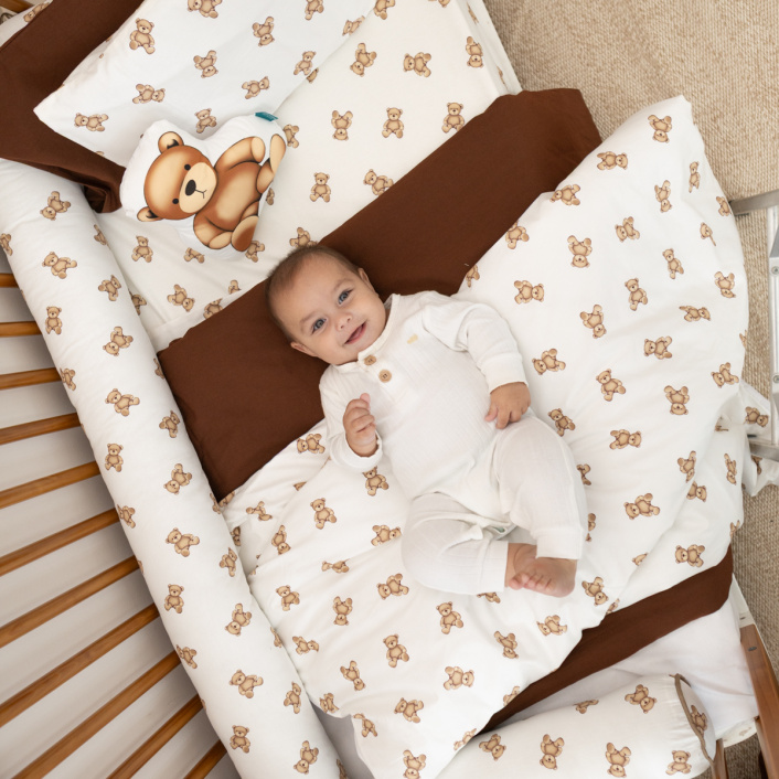 Kit de Capas de Rolinho para Mini Cama 4 Peças Percal 100% Algodão Ursinho - Constantini Baby