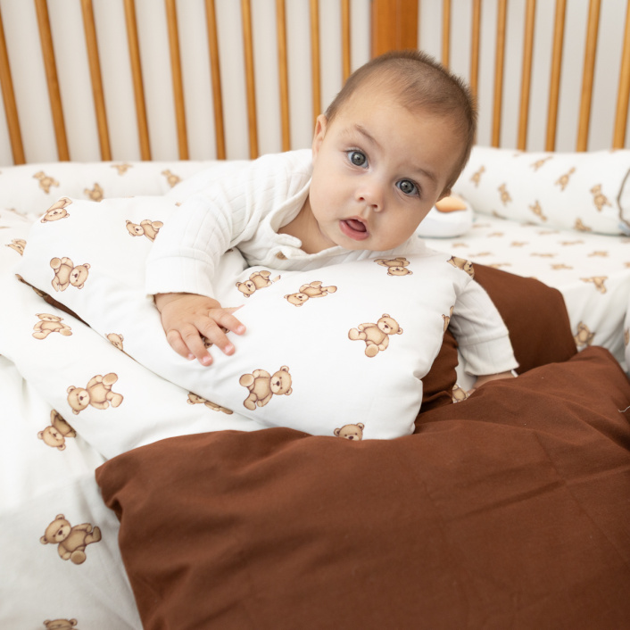 Kit de Capas de Rolinho para Mini Cama 4 Peças Percal 100% Algodão Ursinho - Constantini Baby