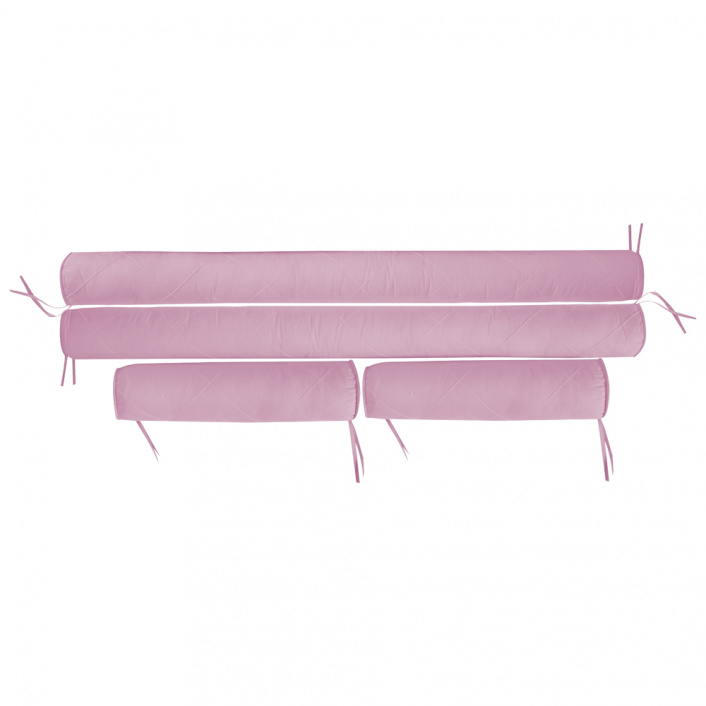 Kit de Capas de Rolinho para Mini Cama 4 Peças Percal 100% Algodão Liso Rosa - Constantini Baby