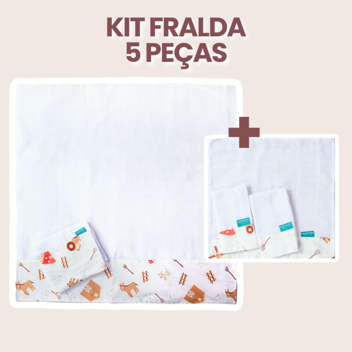 Kit de fralda 5 peças - Fazendinha