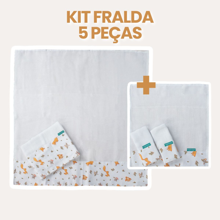Kit de fralda 5 peças - Raposinha