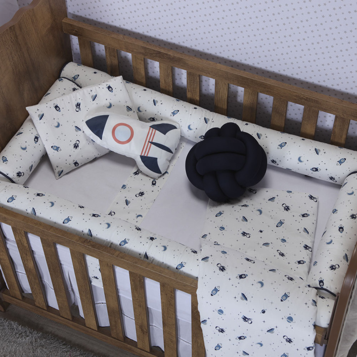Kit de Mini Cama Montessoriano 100% Algodão 15 peças Space - Constantini Baby