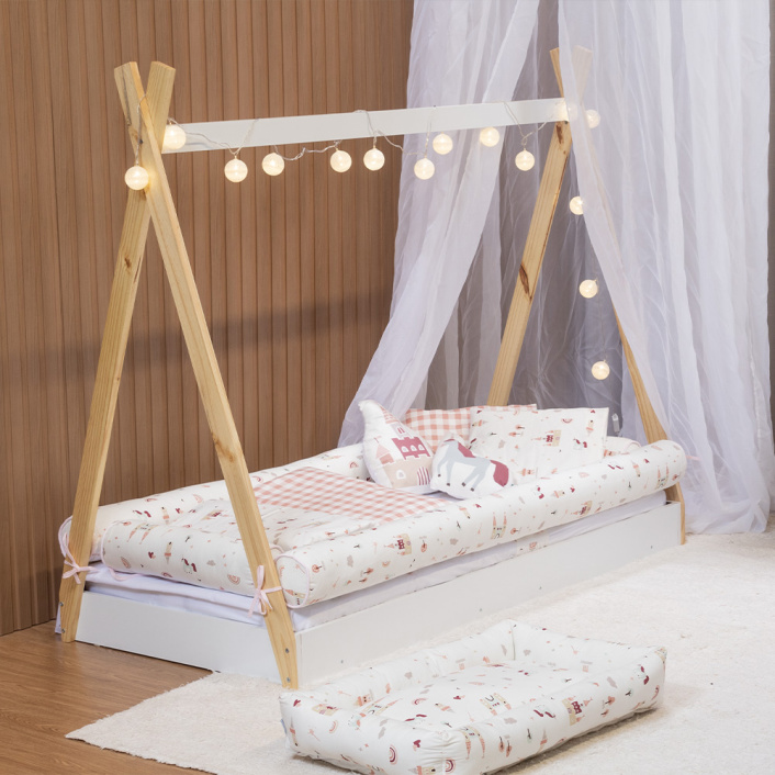 Kit de Mini Cama Montessoriano 100% Algodão 16 peças Conto de Fadas - Constantini Baby