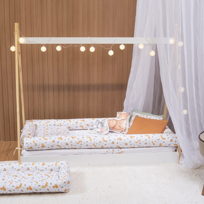 Kit de Mini Cama Montessoriano 100% Algodão 16 peças Raposinha - Constantini Baby