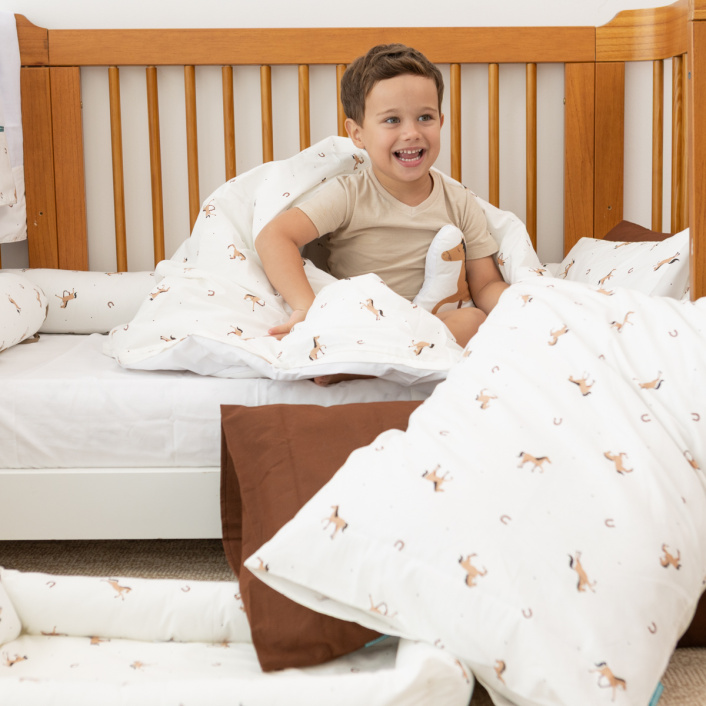 Kit de Rolinhos de Mini Cama Montessoriano 8 Peças Percal 100% Algodão Cavalinho - Constantini Baby