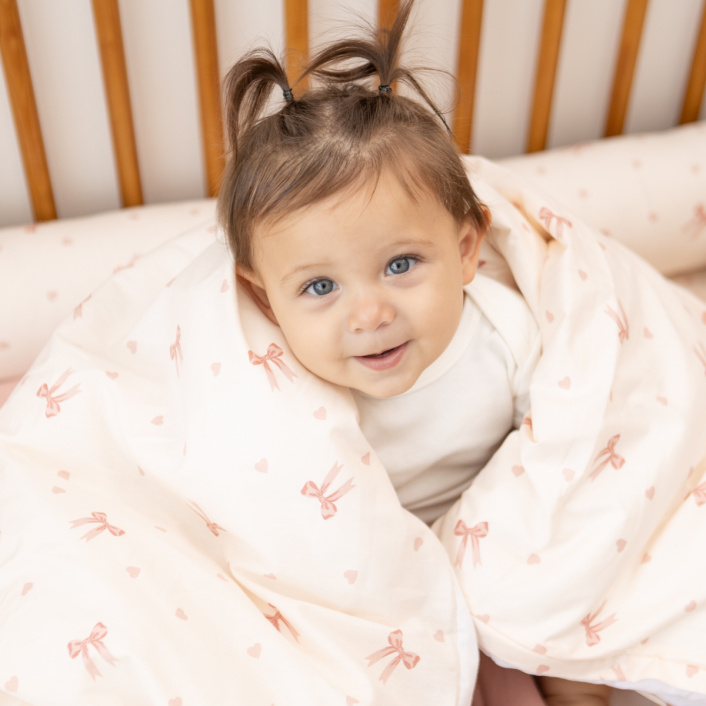 Kit para Berço Básico 5 peças Percal 100% Algodão Lacinho Baby - Constantini Baby