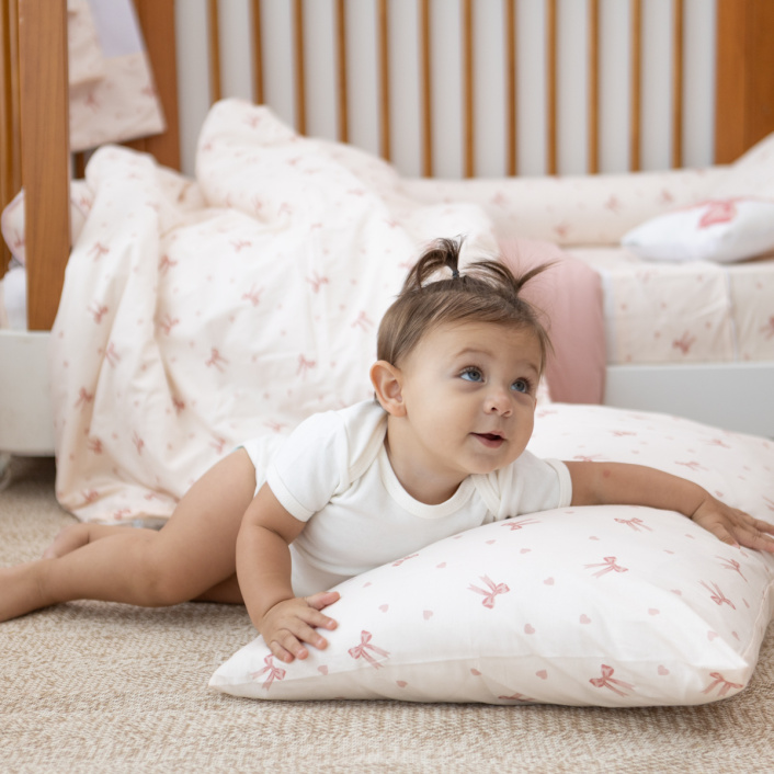 Kit Quarto completo Berço 24 Peças Percal 100% Algodão Lacinho baby - Constantini Baby