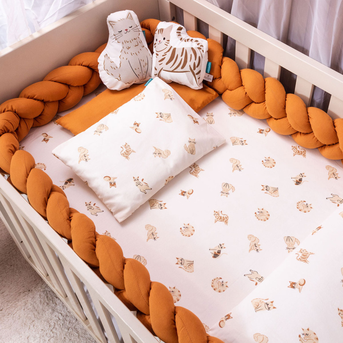 Kit Quarto completo Berço 25 Peças Percal 100% Algodão Minha Gatinha - Constantini Baby
