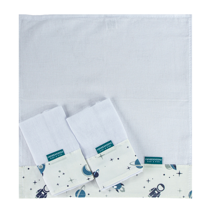 Kit Quarto completo Berço 25 Peças Percal 100% Algodão Space - Constantini Baby