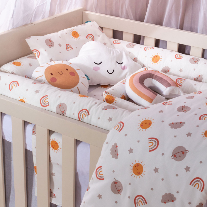 Kit Quarto completo Berço 25 Peças Percal 100% Algodão Sunshine - Constantini Baby