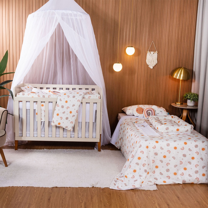 Kit Quarto completo Berço 25 Peças Percal 100% Algodão Sunshine - Constantini Baby