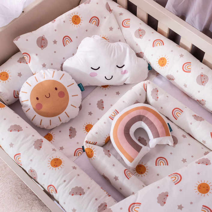 Kit Quarto completo Berço 25 Peças Percal 100% Algodão Sunshine - Constantini Baby