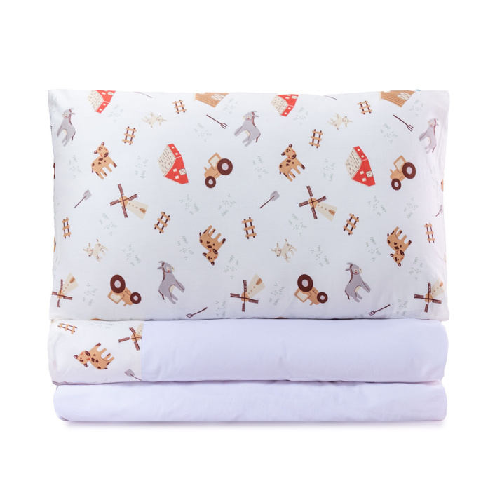 Kit Quarto completo Berço 27 Peças Percal 100% Algodão Fazendinha - Constantini Baby