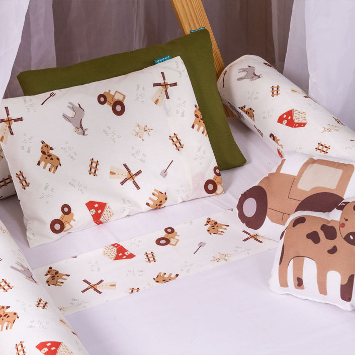 Kit Quarto Completo Mini Cama 25 Peças Percal 100% Algodão Fazendinha - Constantini Baby