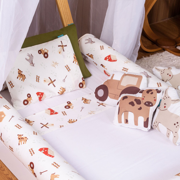 Kit Quarto Completo Mini Cama 25 Peças Percal 100% Algodão Minha Gatinha - Constantini Baby