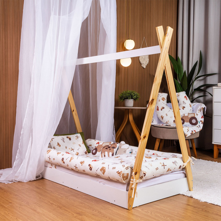Kit Quarto Completo Mini Cama 25 Peças Percal 100% Algodão Minha Gatinha - Constantini Baby