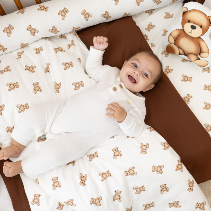 Lençol Avulso com Elástico para Berço Americano 200 Fios Percal 100% Algodão Ursinho - Constantini Baby