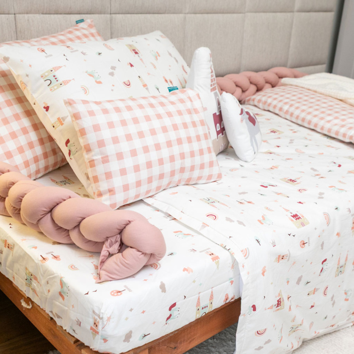 Lençol Avulso com Elástico para Cama de Solteiro 200 Fios Percal 100% Algodão Conto de Fadas - Constantini Baby