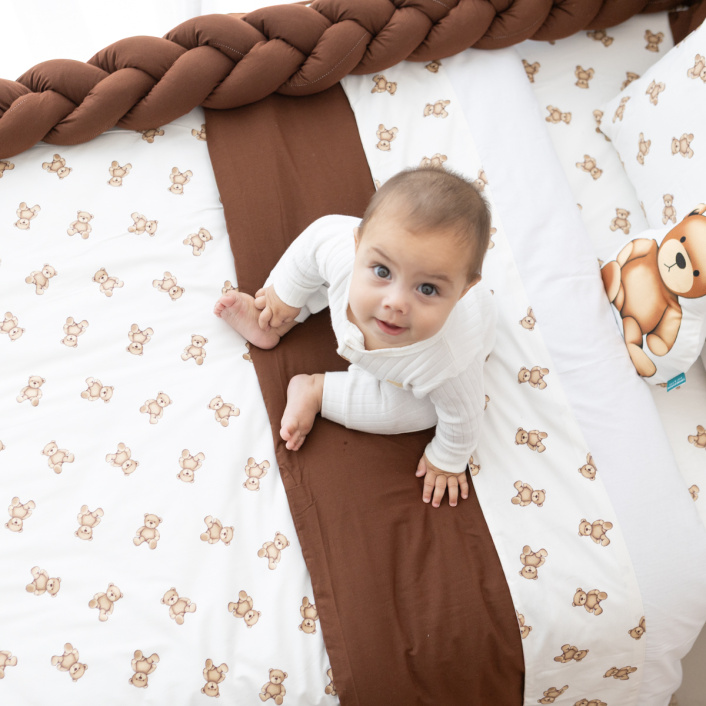 Lençol Avulso com Elástico para Cama de Solteiro 200 Fios Percal 100% Algodão Ursinho - Constantini Baby