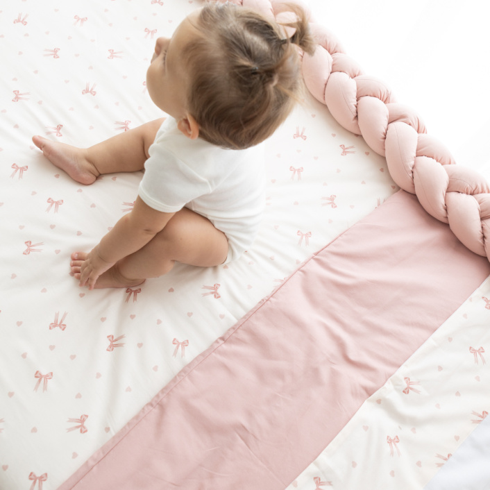 Lençol Avulso com Elástico para Mini Berço 200 Fios Percal 100% Algodão Lacinho Baby - Constantini Baby