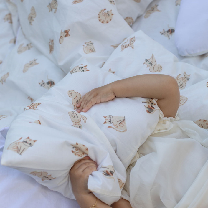 Lençol Avulso com Elástico para Mini Berço 200 Fios Percal 100% Algodão Minha Gatinha - Constantini Baby