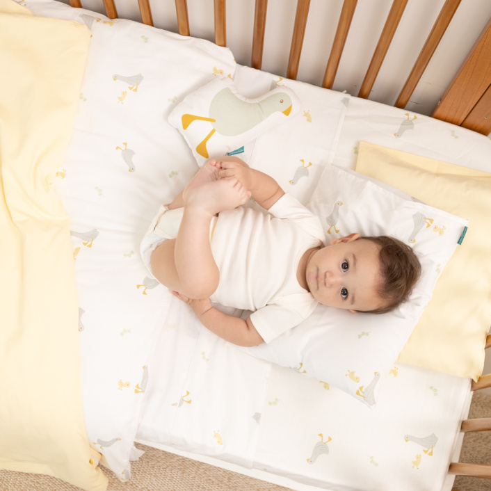 Lençol Avulso com Elástico para Mini Berço 200 Fios Percal 100% Algodão Patinho - Constantini Baby