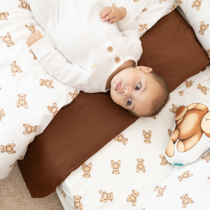 Lençol Avulso com Elástico para Mini Berço 200 Fios Percal 100% Algodão Ursinho - Constantini Baby