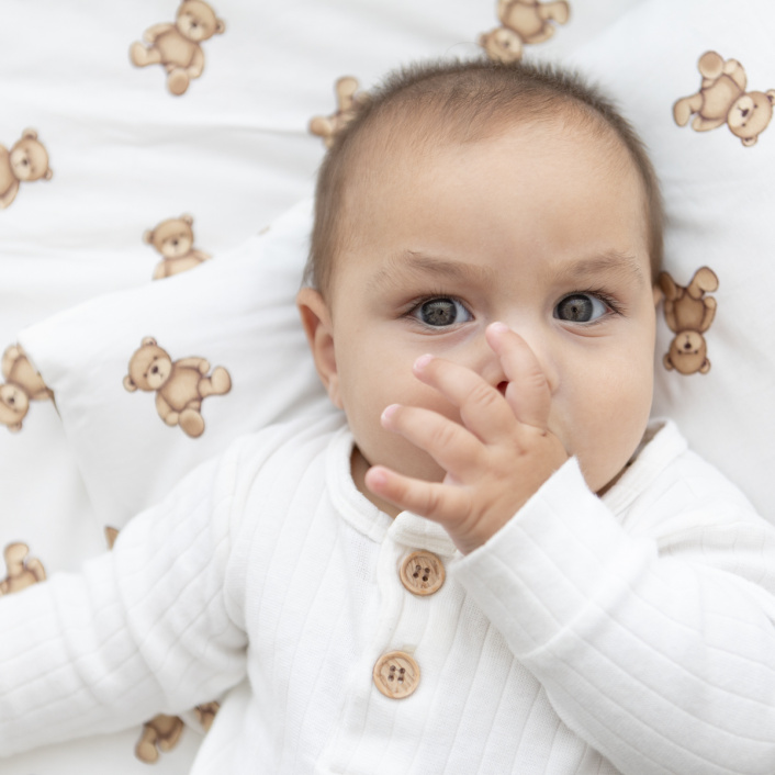 Lençol Avulso com Elástico para Mini Berço 200 Fios Percal 100% Algodão Ursinho - Constantini Baby