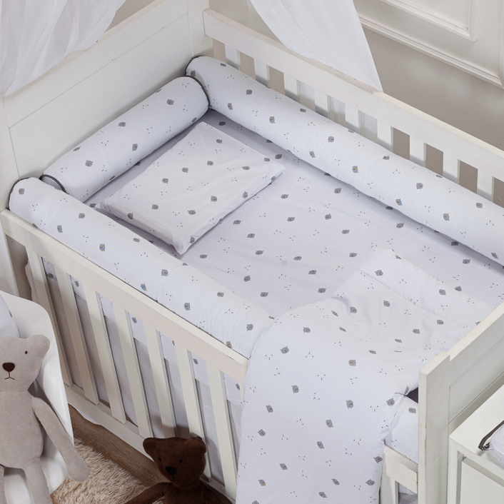 Lençol Avulso com Elástico para Mini Berço 200 Fios Percal 100% Algodão Hannah & Hugo - Constantini Baby