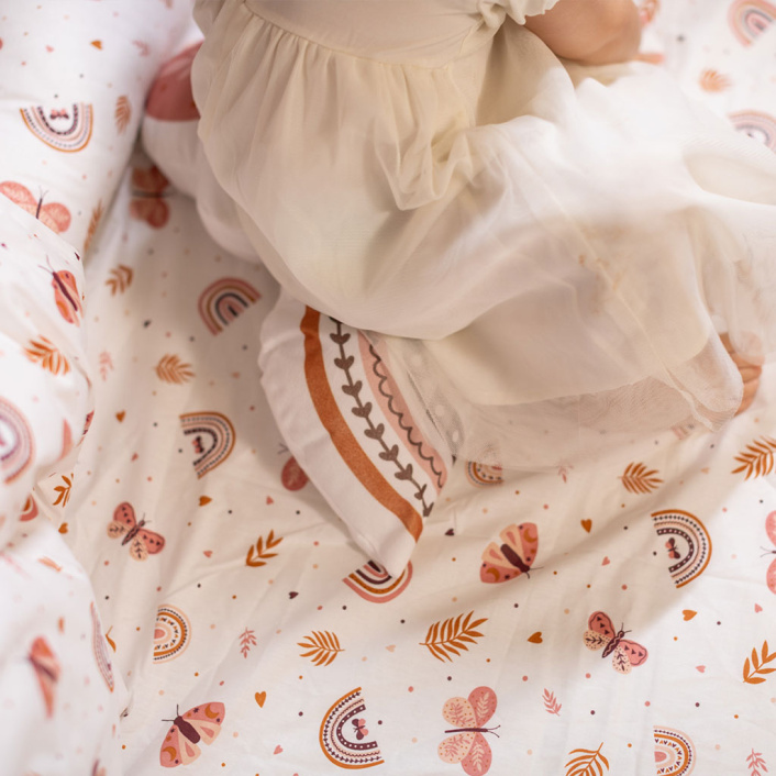 Lençol Avulso com Elástico para Mini Cama 200 Fios Percal 100% Algodão Hippie Chic - Constantini Baby