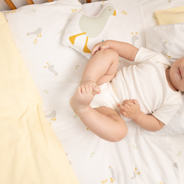 Lençol Avulso com Elástico para Mini Cama 200 Fios Percal 100% Algodão Patinho - Constantini Baby