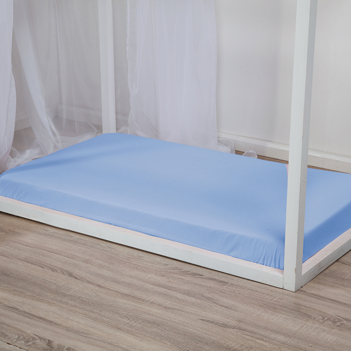 Lençol Avulso com Elástico para Mini Cama 200 Fios Percal 100% Algodão Liso Blue Azul Azul - Constantini Baby