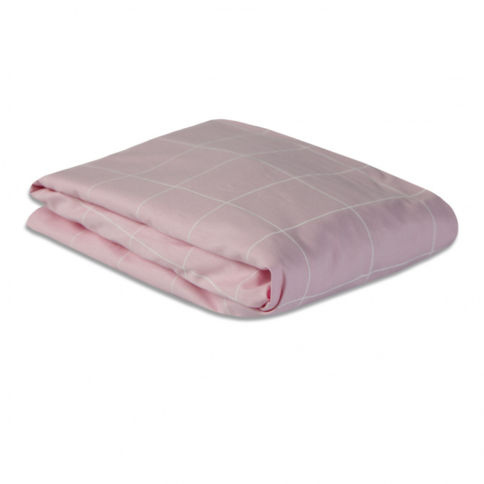 Lençol Avulso com Elástico para Berço Americano 200 Fios 100% Algodão Grid Rosa - Constantini Baby