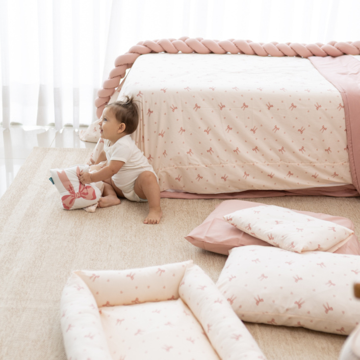 Ninho para Carrinho e Mini Berço Percal 100% Algodão Lacinho Baby - Constantini Baby