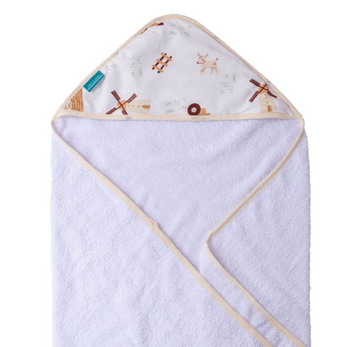 Toalha Felpa com Capuz Extra Macia Percal 100% Algodão Fazendinha - Constantini Baby