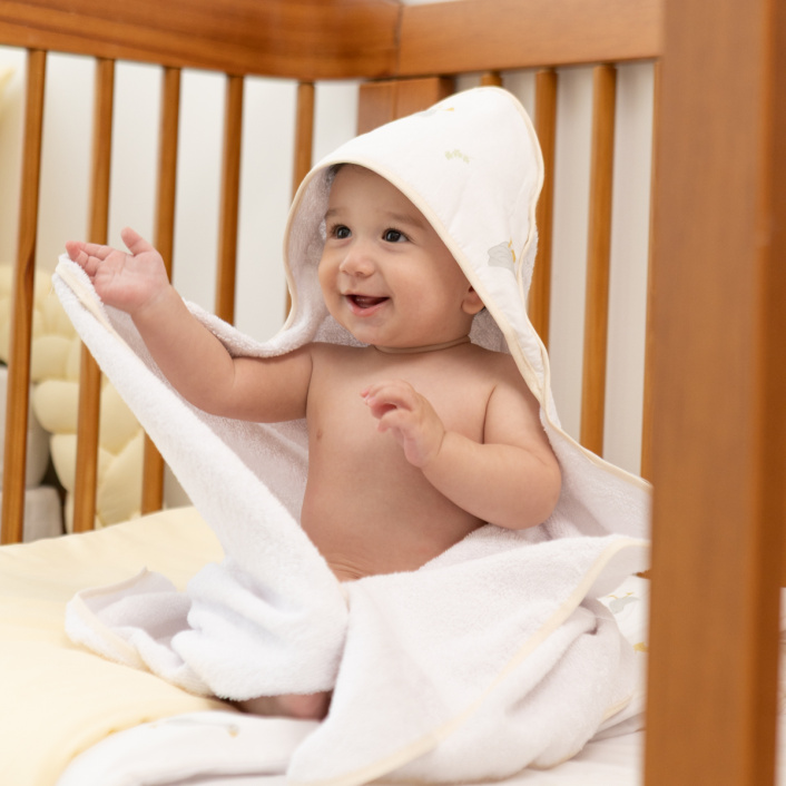 Toalha Felpa com Capuz Extra Macia Percal 100% Algodão Patinho - Constantini Baby